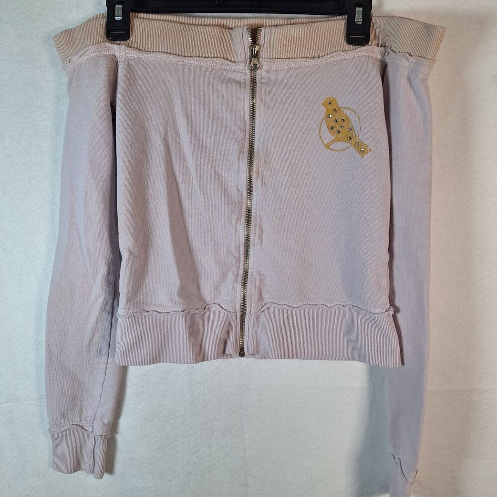 Womens Off the Shoulder Zip Up Sweatshirt Hank made in Hollywood size small